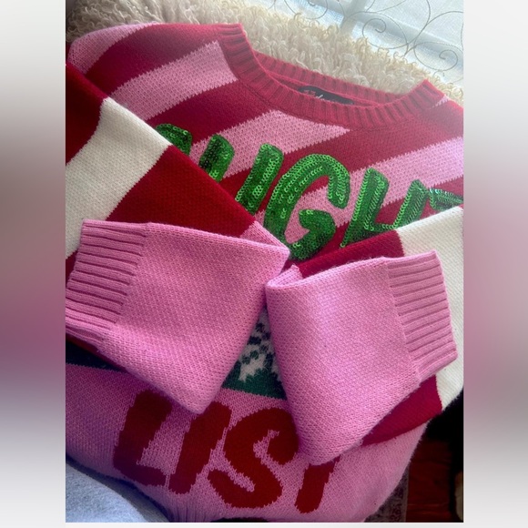Festive Pink and Green Christmas Sweater - Picture 2 of 3